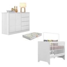 Imagem de Berço Americano Maya e Cômoda Infantil Blenda Branco Acetinado com Col
