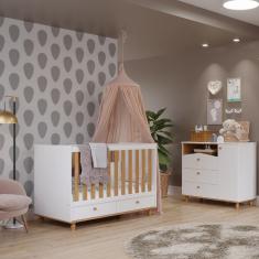 Imagem de Quarto Bebê Berço e Cômoda 1 Porta 3 Gavetas Casinha Permobili
