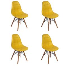 Imagem de Conjunto 4 Cadeiras Dkr Charles Eames Wood Estofada Botonê - 