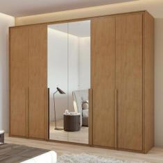 Imagem de Guarda-roupa 6 Portas 6 Gavetas 100% Mdf Imperatore com espelho Amêndoa Clean