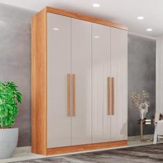 Imagem de Guarda-roupa Casal 4 Portas 2 Gavetas França Cinamomo/Off-White
