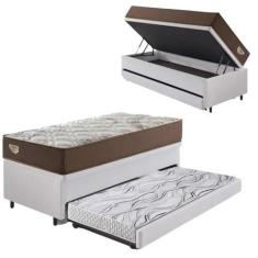 Imagem de Bicama Box Baú Com Material Sintético Linho Branco 120X203 Com Colchão