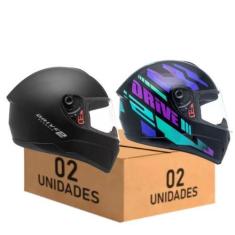 Imagem de Kit 2 Capacete Masculino Femino Drive 2 Classic Preto Fosco e Atitude 