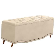 Imagem de Recamier Calçadeira Baú Belize Casal Queen 160cm Veludo Bege - Montanaris Decor