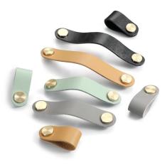 Imagem de Evionlin Puxadores pretos de couro colorido para guarda-roupas de quarto, evitando batidas e arranhões