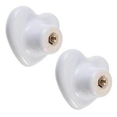 Imagem de 2 pcs Heart Forma Gabinete Handles Cerâmica Coração Armário Botões Gaveta Puxadores YYDFPIIA (Color : White, Size : 4x4cm)