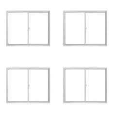 Imagem de Kit com 4 Janela de Alumínio de Correr 100x120cm Vidro Liso Linha Soft MGM Branco