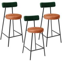 Imagem de Kit 03 Banquetas Baixa Cozinha Sala Jantar Bancada Milão L02 Facto Ver