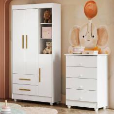Imagem de Quarto de Bebê Completo Lara 100% Mdf 3 Portas 6 Gavetas Branco 5346 - Tigus Baby