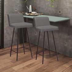 Imagem de Kit Mesa Suspensa de Parede Fixa MDF Verde Oliva + 2 Banquetas Lexi Ferro Marrom Sintético Cinza - Ahazzo Móveis