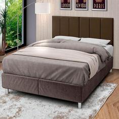 Imagem de Cabeceira 1,40m Cama Casal Estofada Quarto Marrom Decoração