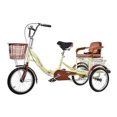 Imagem de Triciclo adulto ao ar livre de 40,6 cm com estrutura de aço de alto carbono para adultos com assento traseiro e cesta de compras para idosos mulheres homens pedalando ciclismo