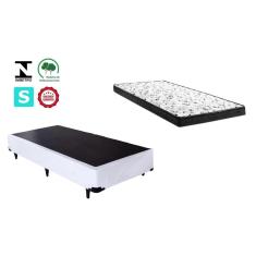 Imagem de Cama Box Solteirão Branco + Colchão Espuma D20 110x188x8