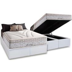 Imagem de Cama Box Baú Queen: Colchão Molas Herval Maxspring American + Base CRC Courano White(158x198)