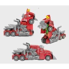 Imagem de Caminhão Transformers Vira Robô Optimus Vermelho Luz E Som - Toy King