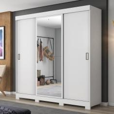 Imagem de Guarda-roupa Casal Espelho 3 Portas 4 Gavetas Londres Branco
