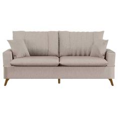Imagem de Sofá 160Cm 2 Lugares Com Almofadas Pés Curvos Veras Linho D05 Bege - Mpozenato