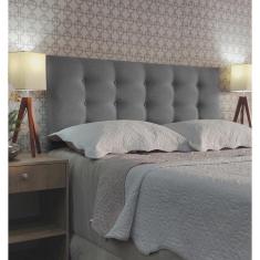 Imagem de Cabeceira Casal 140 Cama Box Viena Botone Cinza Linho Painel rbl