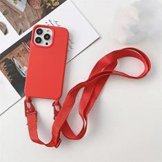 Imagem de Estojo macio de silicone líquido para cordão transversal de luxo para iPhone 13 12 Mini 11 Pro XR X XS Max 7 8 plus SE 2020 Capa para alça de ombro, vermelho, para iPhone 12 Pro