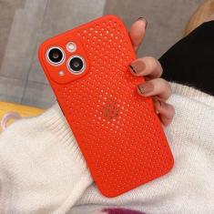 Imagem de Capa de telefone com resfriamento respirável de dissipação de calor para iPhone 13 12 11 Pro XS Max XR Mini 7 8 Plus SE2020 Capa de TPU macia de cor doce, vermelha, para iPhone 11