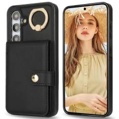 Imagem de MRRSIWEI Capa para Samsung Galaxy A55 com suporte para cartão de crédito, carteira flip de couro premium com suporte à prova de choque, capa protetora feminina e masculina para Samsung Galaxy A55.