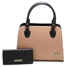 Imagem de Bolsa Feminina Bicolor Mais Carteira Metalassê, Com Alça Transversal S