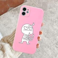 Imagem de Capa de telefone engraçada para iphone 11 12 13 pro max mini capas de dedo médio para iphone 7 8 plus x xr xs max capa traseira macia, rosa t2620, para iphone 12 mini