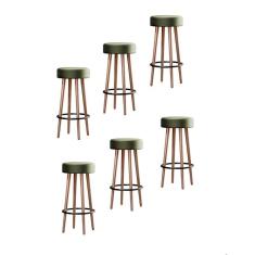 Imagem de Kit 6 Banquetas Altas Estofadas Atenas 70cm Verde - Adz