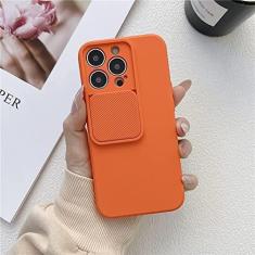 Imagem de Deslize para fechar capa de TPU macia para proteção de câmera para iPhone 14 13 12 11 Pro XS Max X XR 7 8 Plus SE Capa de silicone de cor sólida, laranja, para iPhone 14