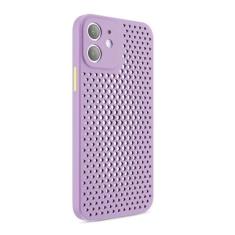 Imagem de Para iPhone 13 12 Mini 11 Pro Max X XR 8 7 6 6s Plus Malha respirável capa de telefone com furo oco e resfriamento capa macia anti-impressão digital, roxa, para iPhone 12 Mini