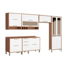 Imagem de Kit de Cozinha Modulada 6 Peças Syrah (3 Armários + 2 Balcões + 1 Paneleiro) 6P01 Sevilha/Branco - Ronipa
