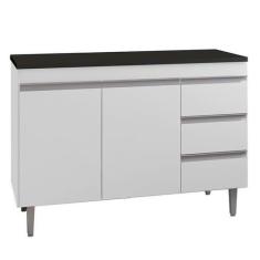 Imagem de Balcão De Cozinha Andréia Branco Com Tampo 100 Cm Preto Fosco  Ajl - A