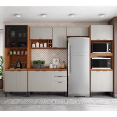 Imagem de Cozinha Modulada Completa 14 Portas 02 Gavetas Firenze Amêndola Nude Prime tx Demóbile