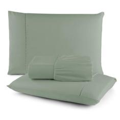 Imagem de Jogo Para Cama Lençol Queen 3 Peças 400 Fios Luxuoso Micropercal Ponto