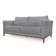 Imagem de Sofá 3 Lugares Base de Madeira Grace 210 cm Linho Cinza S04 - D'Rossi