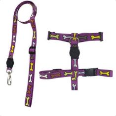 Imagem de Conjunto Pet Peitoral H Com Guia Tamanhos P Ou M Para Cães Dog Adultos