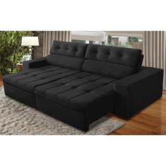 Imagem de Sofá Retrátil E Reclinável 3 Lugares Com Molas 2,70M Julia Suede Preto