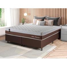 Imagem de Conjunto Cama Box King Size Venice 193X203x60 Marrom/Branco C/Molas En