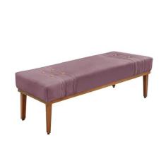 Imagem de Divã Recamier Banco Base Madeira para Quarto Gênova 90cm Veludo Uva S04 - D'Rossi