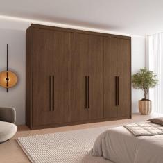Imagem de Guarda Roupa Casal 6 Portas Com Puxador De Madeiras 8 Gavetas