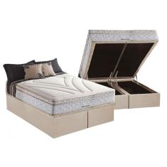 Imagem de Cama Box Baú Queen: Colchão Molas Herval Maxspring American + Base Crc Suede Clean(158X198)