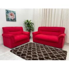 Imagem de Conjunto De Sofá 2 X 3 Lugares Ref 5014 - Vermelho Suede - Boareto