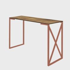 Imagem de Mesa De Escritório Computador 90cm Bex Industrial Ferro Bronze mdf Carvalho - Ahz Móveis