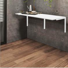 Imagem de Mesa Suspensa de Estudos Parede 120cm Escritório Suporte Branco MDF Off White - Ahazzo Móveis