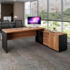 Imagem de Mesa Escritório 1,70m Armário e Cx de Tomadas Pés Painel F5 - F5 Offic