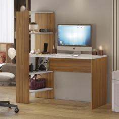 Imagem de Mesa Office Escrivaninha Com Torre E Prateleiras Lisboa Notável Off-white/freijó