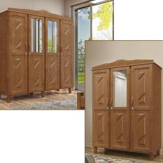 Imagem de Conjunto Quarto Guarda-Roupa 4 Portas 3 Gavetas + Guarda-Roupa 3 Portas 3 Gavetas Madeira Pinus
