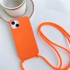 Imagem de Capa de telefone de silicone fosco com cordão transversal para iPhone 14 7 8 Plus 13 12 11 Pro XS Max X XR SE 2 3 Capa de TPU macia de cor sólida, laranja, para iPhone X ou XS