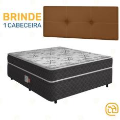 Imagem de Cama Box Conjugada Casal Ortopédica D26 Unique + Cabeceira Painel Iris Marrom