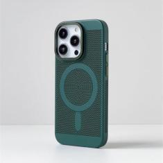Imagem de Caixa de telefone magnética Grade respirável à prova de choque Dissipação de calor Resfriamento Capa fina Sensory HardPC para Iphone15 14 13 12 11promax, verde, para Iphone 12 Promax